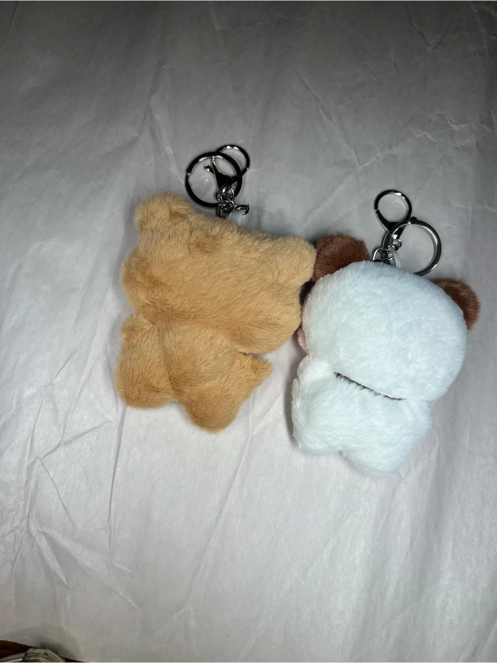 Dudu Bubu Cute Plush Animal Keychain Pair - Brown & White